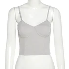 Tank Tops Top Solid Sexy Splicing Back Crop Midriff Elastic Halter Tank Tops Ladies Crop Tank Top