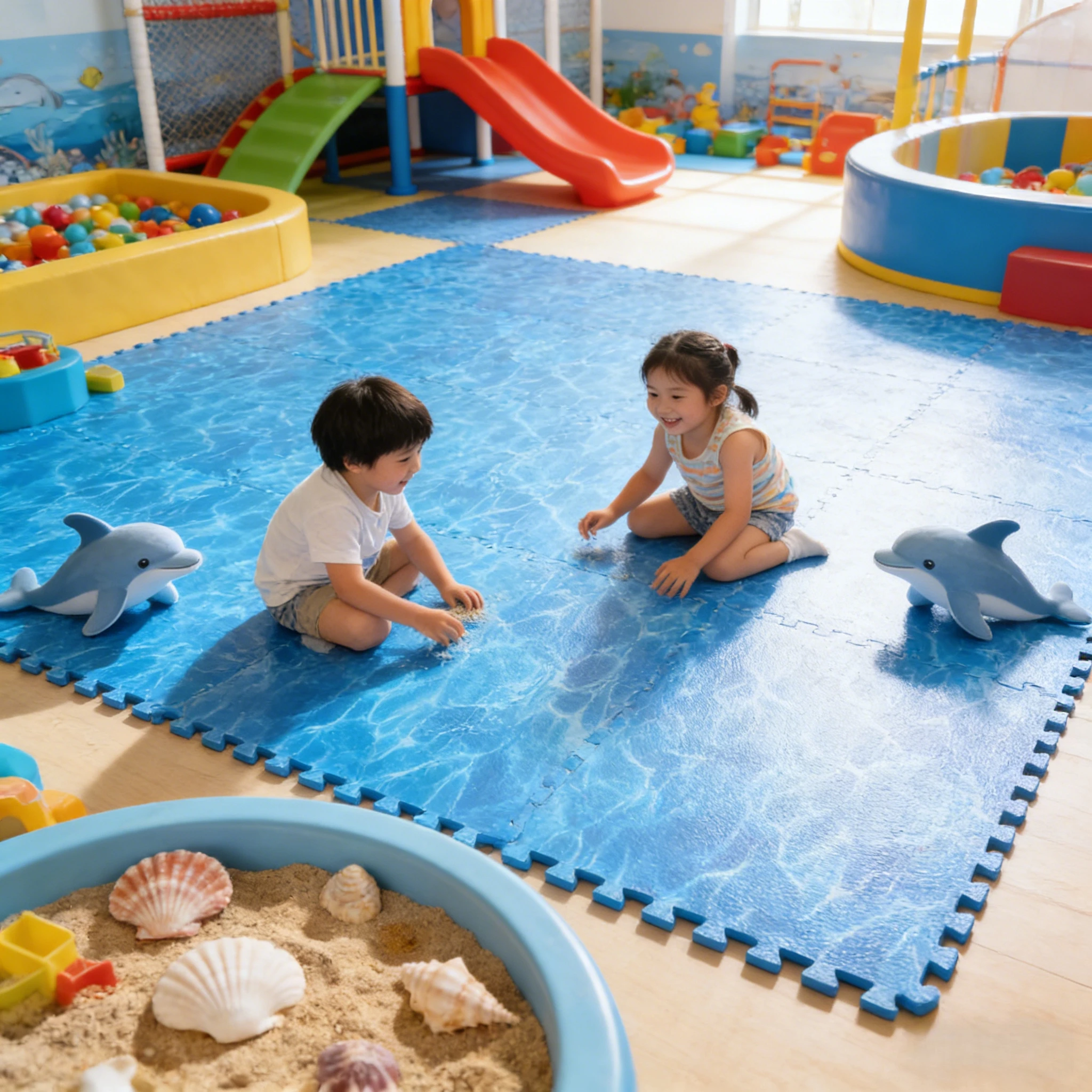 Hydefoam Durable Top Layer EVA Geometry Transfer Printing Baby Play Mat for High Traffic Daycare Centers factory
