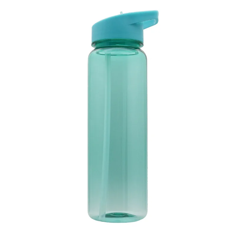 Wholesale BPA Free 700 Water Bottle Sports Leak-Proof Clear PS Material Plastic Water Bottle with Flip Lid and Straw