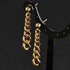 Chain Earrings Chain Fashion Stainless Steel Drop Long Cuban Chain Earrings For Women 2021