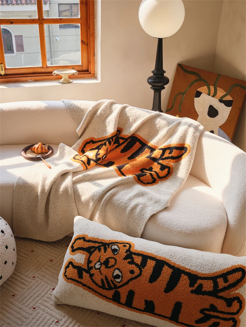 product wh decorative pillow tiger pattern soft comfortable cute fun 100 polyester fiber-57