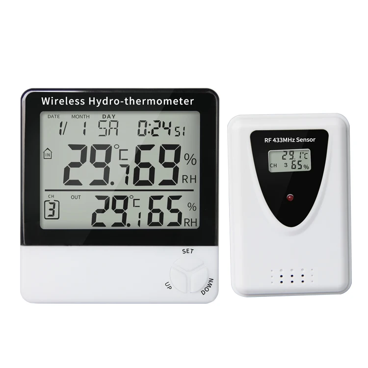 TOOGOO Higrometro termometro digital LCD Medidor de humedad y temperatura con cable con sensor externo blanco