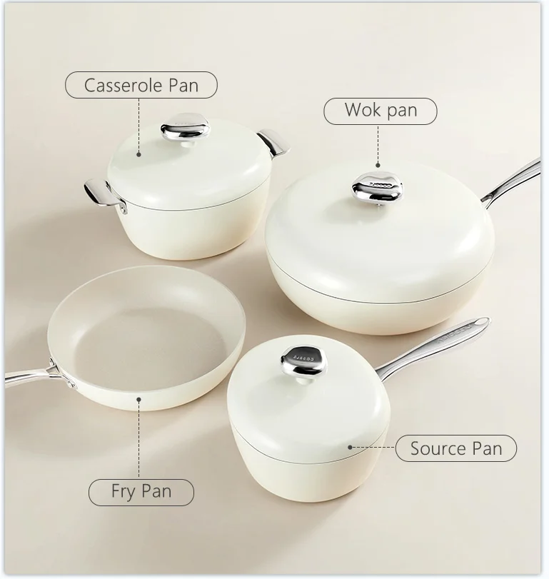 Ceramic Coat non stick fry wok casserole set cookware sets For General Use Gas Induction Cooker