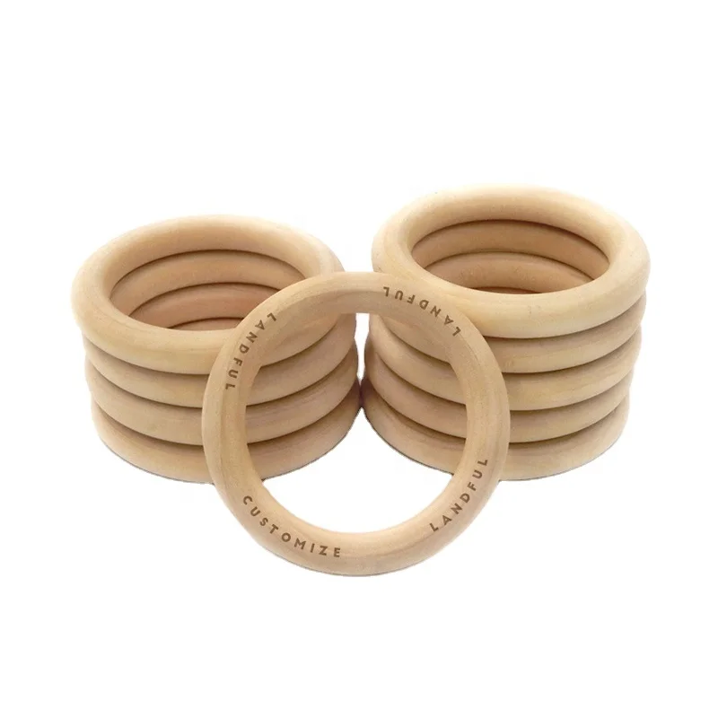 30x Natural Wood Rings Unfinished Wooden Rings DIY Maple Teething Ring Craft 