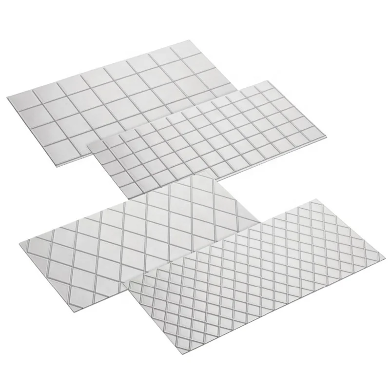 4 Pcs Grid Imprint Mat Set Roll Rattan Lattice Transparent Fondant Tools Cake Border Decoration Imprint Baking Mat