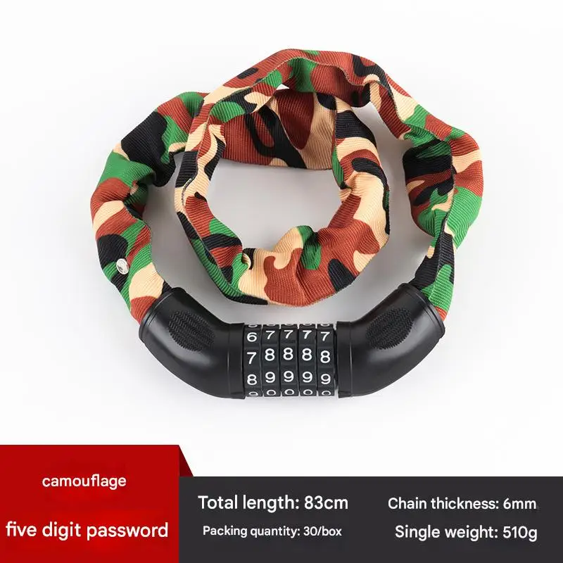 Portable Electric Vehicle & Bicycle Password Chain Lock Bold Anti-Theft Accessory for Motorcycles