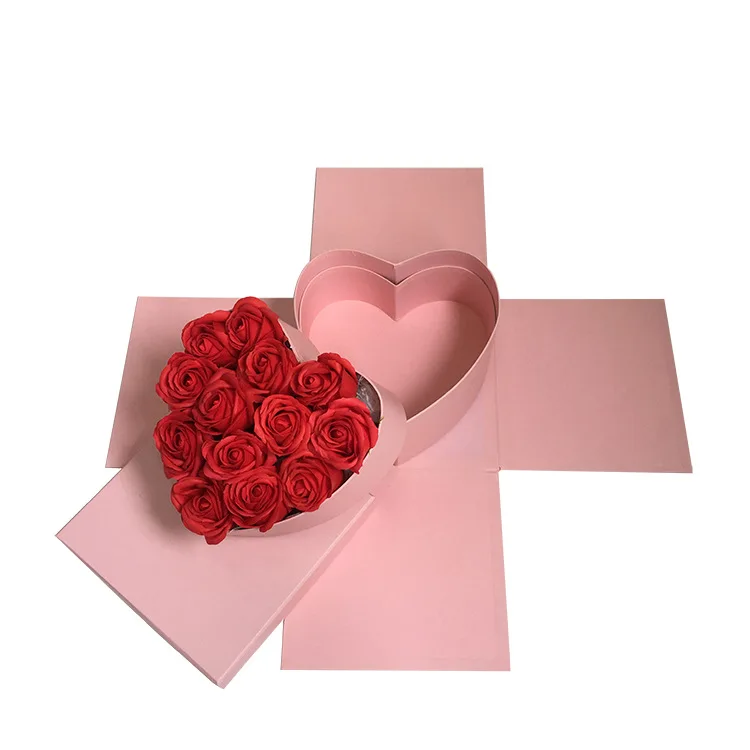 artificial flower heart-shaped gift box soap flower decorative