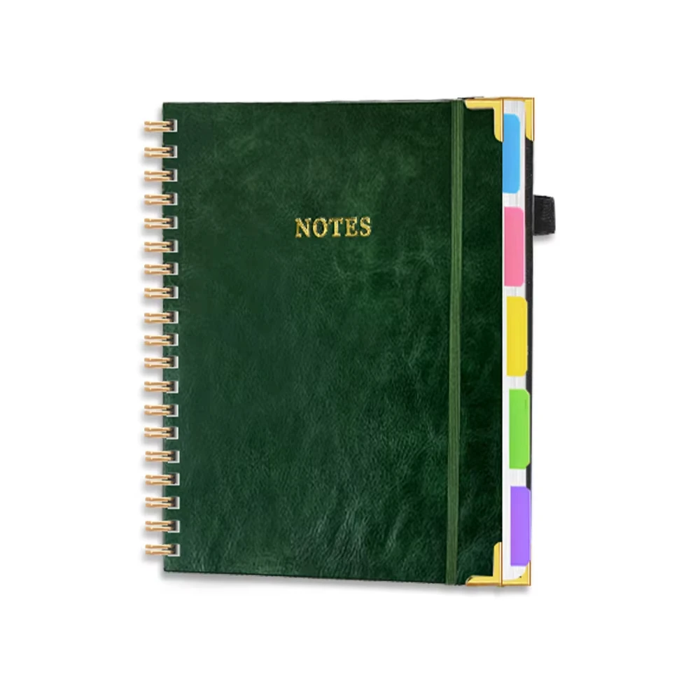 A5 custom printing debossed logo 80°lay flat 5 subject hardcover spiral notebook journal with dividers tabs A5 custom printing debossed logo 80°lay flat 5 subject hardcover spiral notebook journal with dividers tabs
