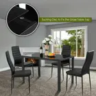 Modern Black Glass Top Metal Legs Dining Table Furniture Rectangular Dining Table 6 Seaters