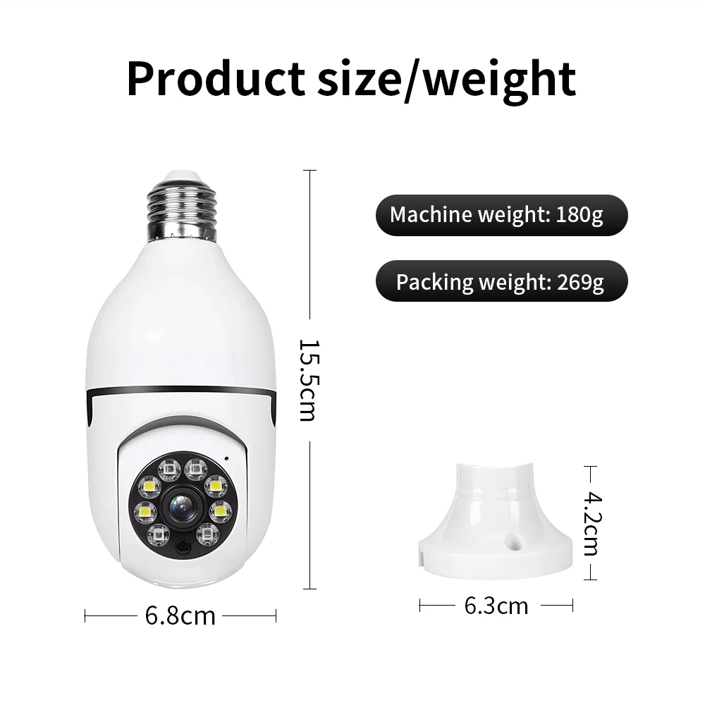 Factory Cheap Sales PTZ bulb camera 360 degree Outdoor Ip Wireless Camara Network Bulb Cctv Wifi Ptz Security Camera Light Bulb