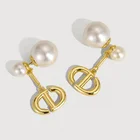Dangle New Style Versatile Brass Gold-plated Personalized Letter Dangle Pearls Earrings