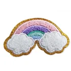 Patches Pattern Patch Wholesale Custom Logo Self-adhesive Chenille Rainbow Patches With Glitter