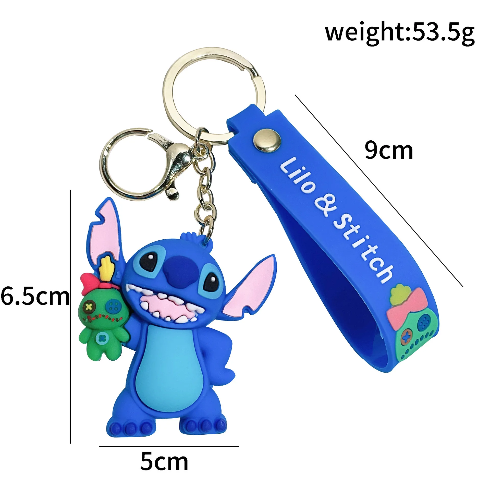2024 New Designs Stitching Cute 3D Doll Car Keychain Backpack Pendant Cartoon Stitches Soft Rubber Car Key Chain