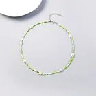 Multicolor Necklace Multicolor Boho Fresh Rice Beads Woven Small Flower Clavicle Chain Choker Necklace