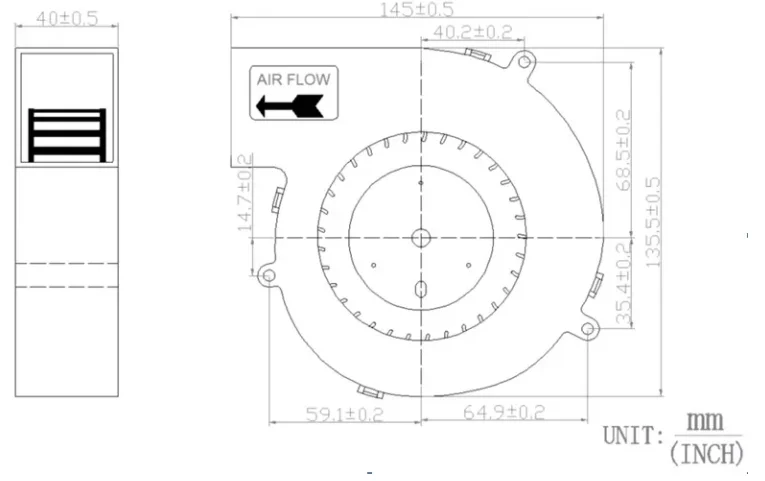 Turbine Blower, Waterproof, 140mm, 40mm, 14040 - detail 14