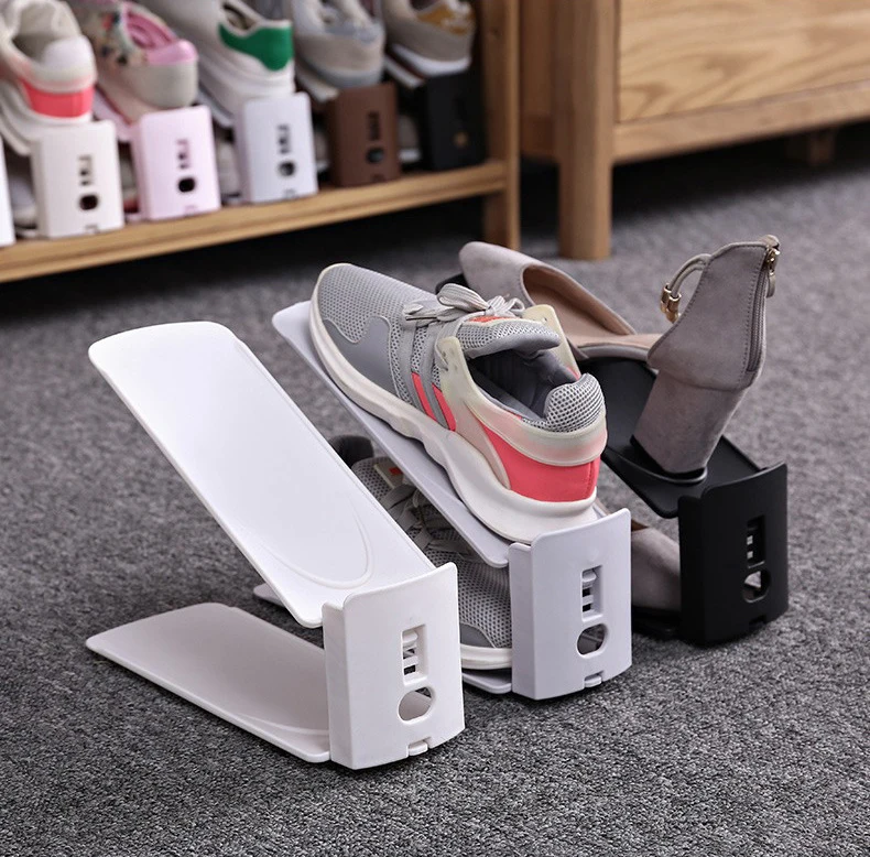 Customized different size Travel Holder Charm Smart Shoe Rack Organizer Closet Slot Plastic Storage Rack Shoe Organizer
