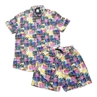 Beach Custom Men Beach Clothing Board Shorts And Shirts Short Sleeve Set Elastic Waist Band Button Up Hawaiian Shirts