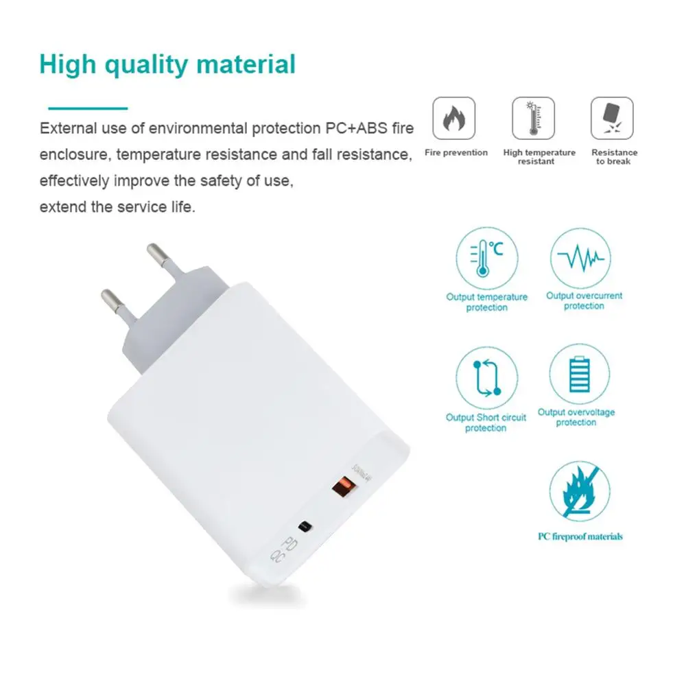 Dual USB ports 5v 9v 12v 15v 20v 2.25A 45W PD USB C Fast Charger for Mobile phone laptop Tablet