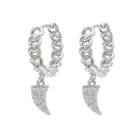 Gold Micro Pave Jewelry 2021 New Design Gold Plated Micro Pave Jewelry Horn Huggie Zircon Hoop Charm Folk-custom Earring