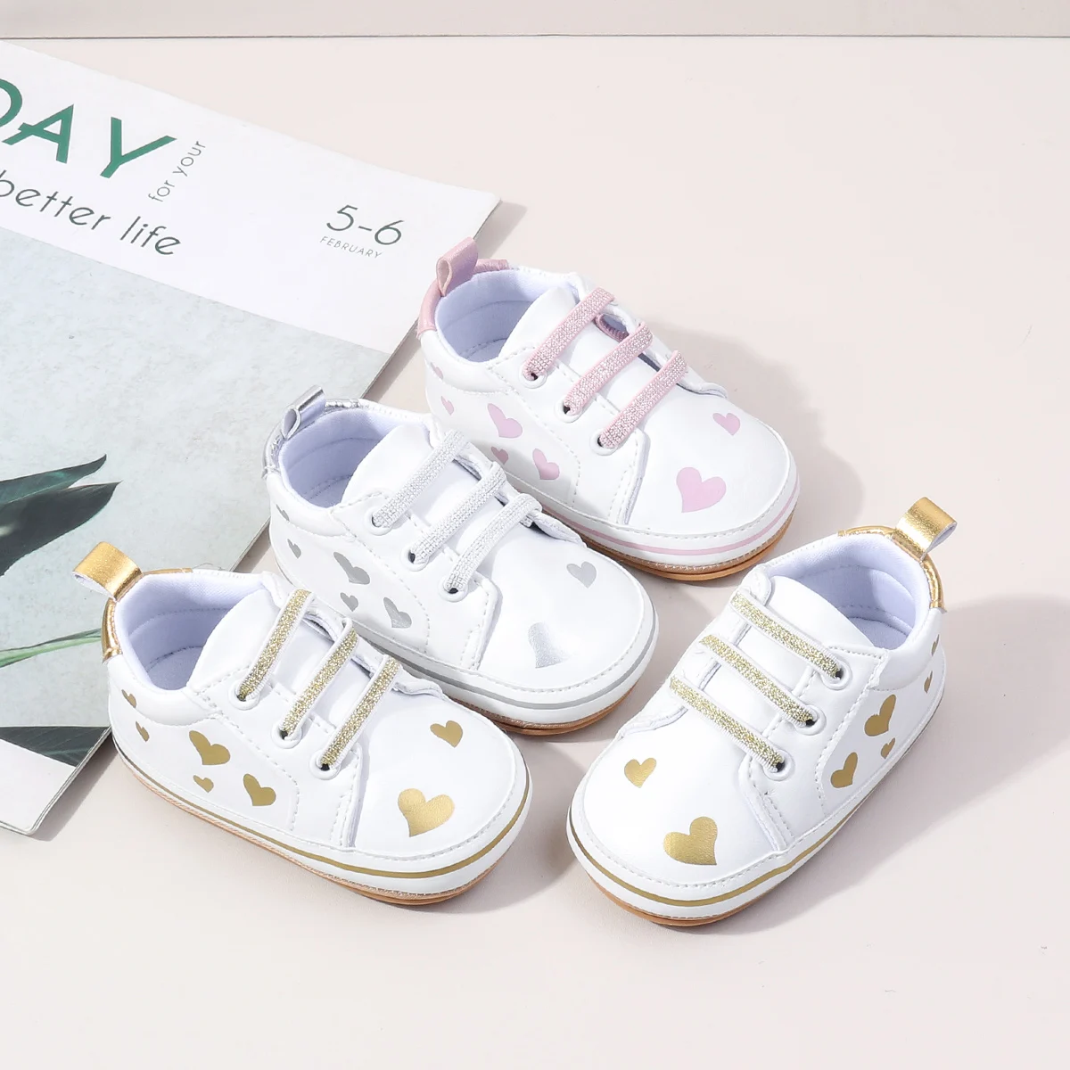 White PU Baby Girl Sport Shoes Breathable Anti-Slippery Fashion Trend for Toddler Spring Autumn Seasons manufacture