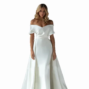 China factory luxury new design off shoulder breathable short sleeve bohemian wedding dress