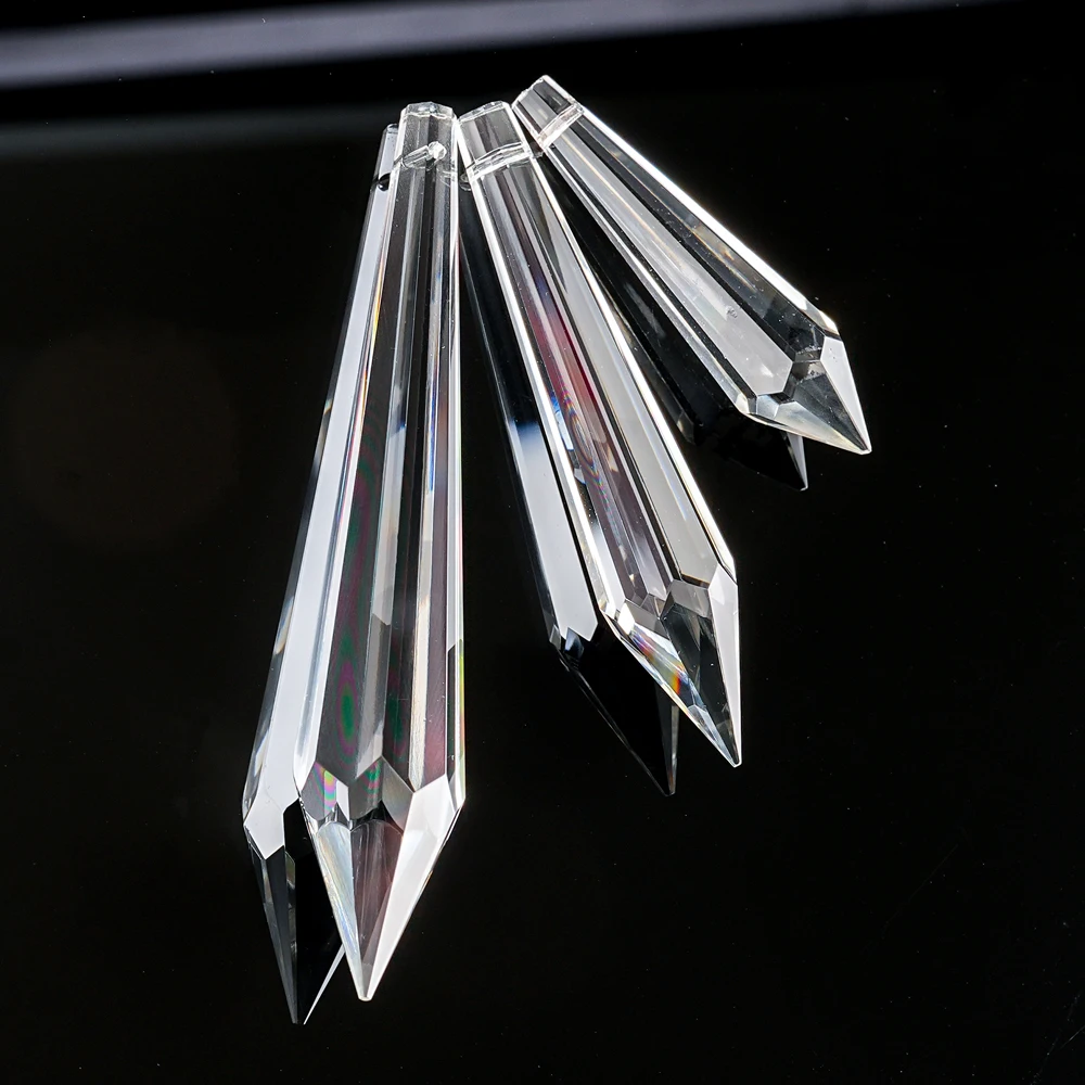 product good quality clear pointed bead glass hexagonal column crystal chandelier ornaments wholesale diamond bead decorative pendants-7