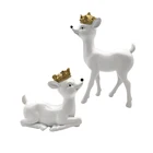 Ornament Resin Craft White Deer Figurine Animal Handcraft Home Ornament Christmas Decoration