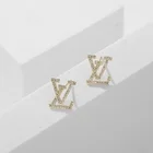 Earrings Cz 2021 High Quality Zircon Earrings 18K Gold Plated Letter Stud Earrings With CZ