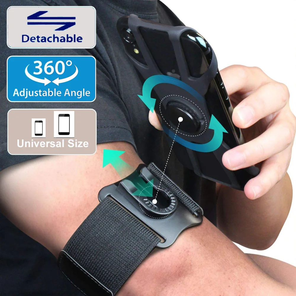 phone Arm Bag 360° Sports Mobile Armband Adjustable  phone Wristband Holder 