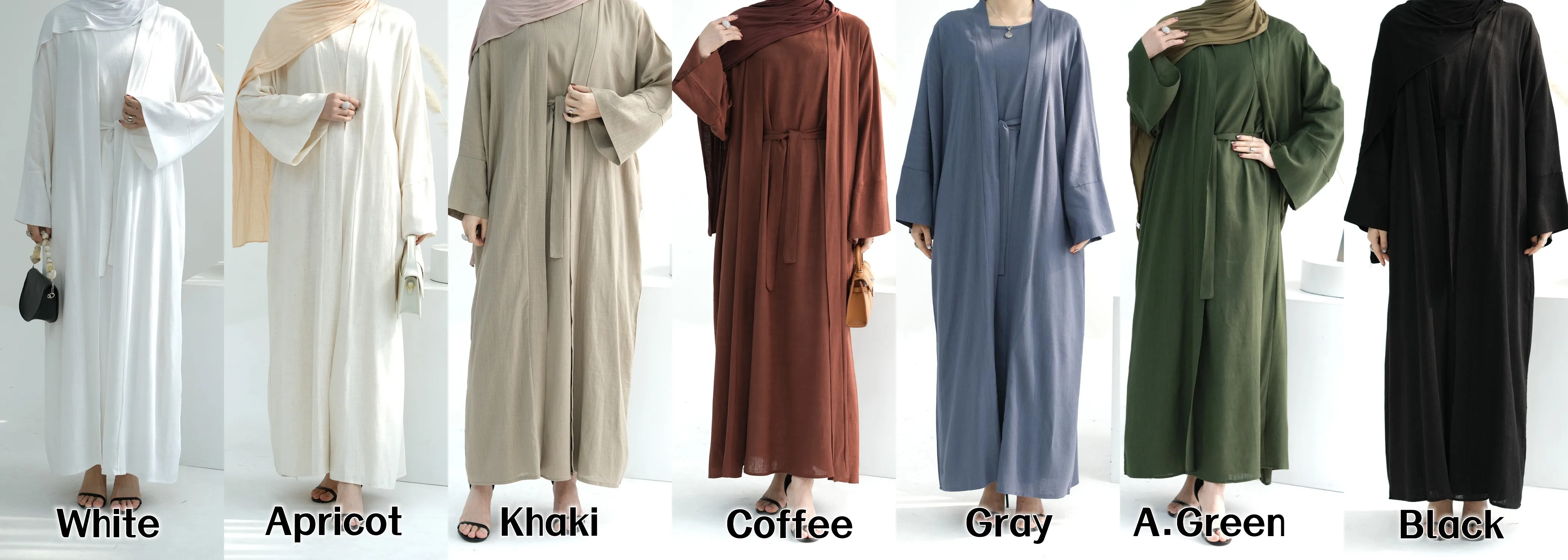 Loriya Abaya New Islamic Clothing Modest Premium Linen 2 Piece Abaya