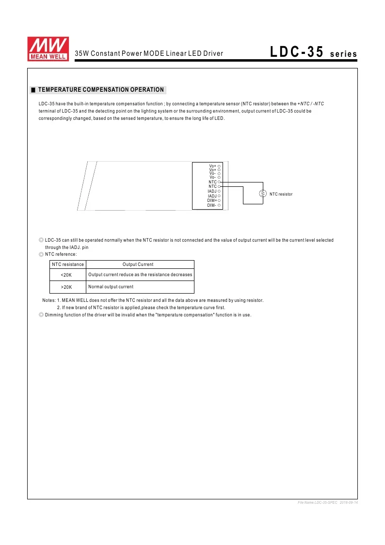 均值井ldc-35da恒功率发光二极管驱动器35w dali调光线性选通自由功率因数校正