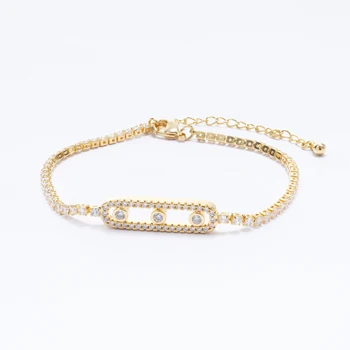 Custom wholesale fashion Geometric Rhinestone Bracelet Stainless Steel Link Bracelet Jewelry