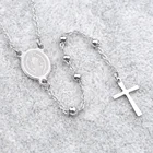 Rosary Virgin Mary Catholic Prayers Stainless Steel Women Jewelry Religious Necklace Long Rosary