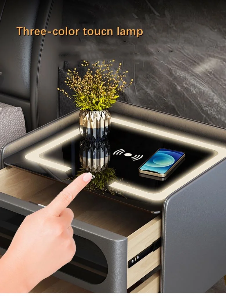 Wholesale Modern Simple Luxury Square Intelligent Bedside Table With Wireless Charging Function And Blue-tooth Speaker