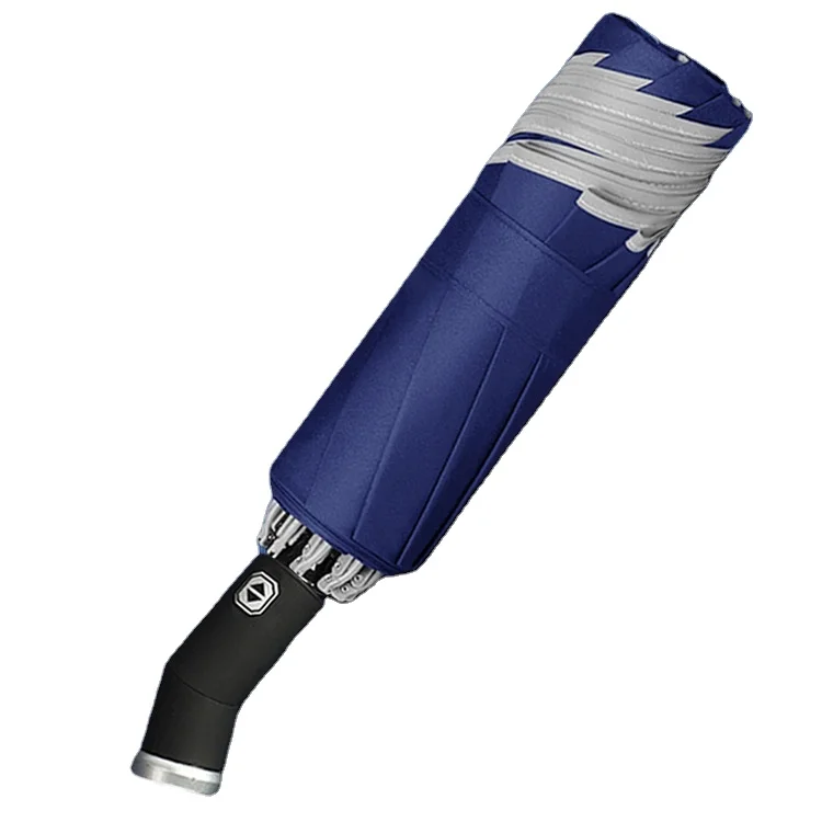 WXL348 Multifunction Automatic 3 Folding Folding Reverse Car Umbrella Adjustable Rotating 10k Flashlight Umbrella