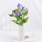 Calla Flowers Handmade Purple GlassArtificial Calla Lily Flowers Real Touch Bouquet Wedding Home Decoraton