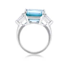 Wedding Ring Luxury Fashion Wedding Party Jewelry Gift Blue Paraiba CZ Gemstone Ring Ladies Elegant Engagement Ring
