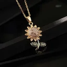 Jewelry Women Girls Valentine Gift Jewelry 18k Gold Plated Sunflower Necklace Kolye SL-NC079