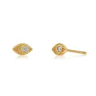925 Diamond Earrings Milskye 925 Sterling Silver 18K 14K Gold Plated Evil Eye Diamond Stud Earrings