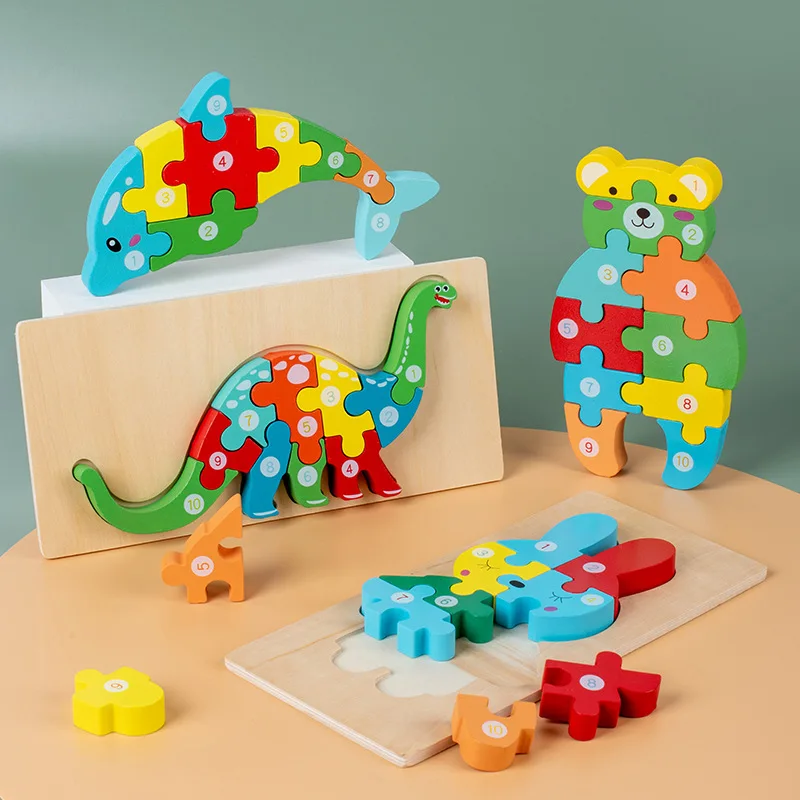 Montessori DIY Kids Enfant Jigsaw Kids Wooden Puzzles, Puzzle Wood 3D, 3D Wood Puzzle
