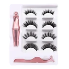 Glue Mink 5D Magnetic 4 Style Eyelashes Eyeliners Kit Strong Magnet Glue Free Smudge Proof Mink Eyelashes