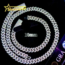 8mm New Moon Shape 2 Row Cuban Link Chain Moissanite Cuban Bracelet Necklace Hip Hop Diamond Cuban Links