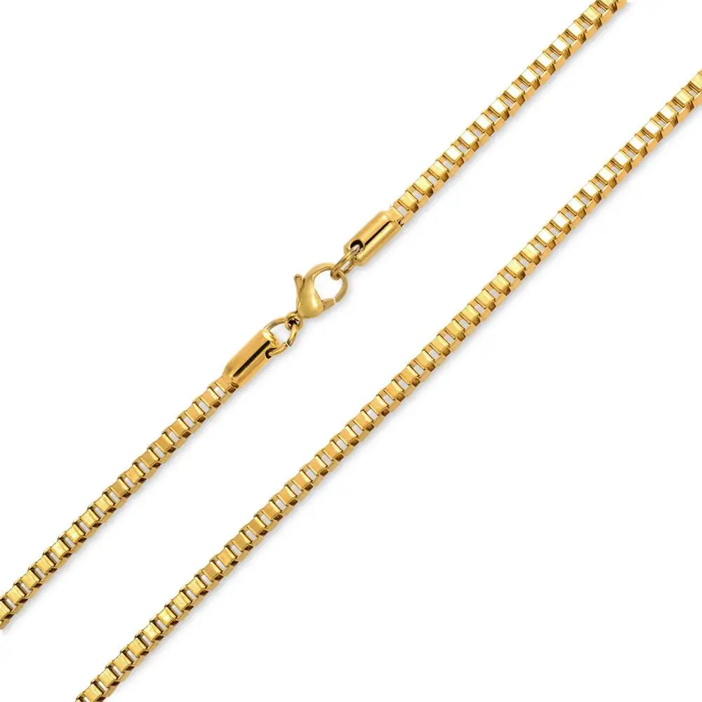24k Gold Box Chain Necklace 