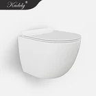 Bathroom White Color Rimless Ceramic Wall Hung Europe Toilet