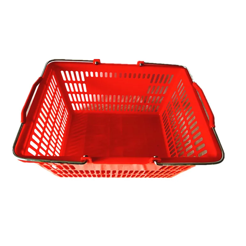 Cheap Grocery Supermarket 25L Metal Handle PP Plastic Fruit Vegetables Storage Basket for Sale details