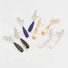 Drop Earrings 4 Color Water Drop Dangle Earrings Exquisite Gemstone Cubic Zirconia Drop Statement Earrings