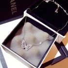 Silver Fashion Silver Rose Gold Butterfly Pendant Necklace Shiny Crystal Animal Butterfly Necklace For Women