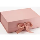 Gift Boxes Custom Black Magnetic Closure Gift Packaging Foldable Cardboard Paper Boxes With Ribbon