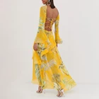 Fashion Women Custom Vestido Bohemio Tropical Print Summer Maxi Dresses Long Boho Dress