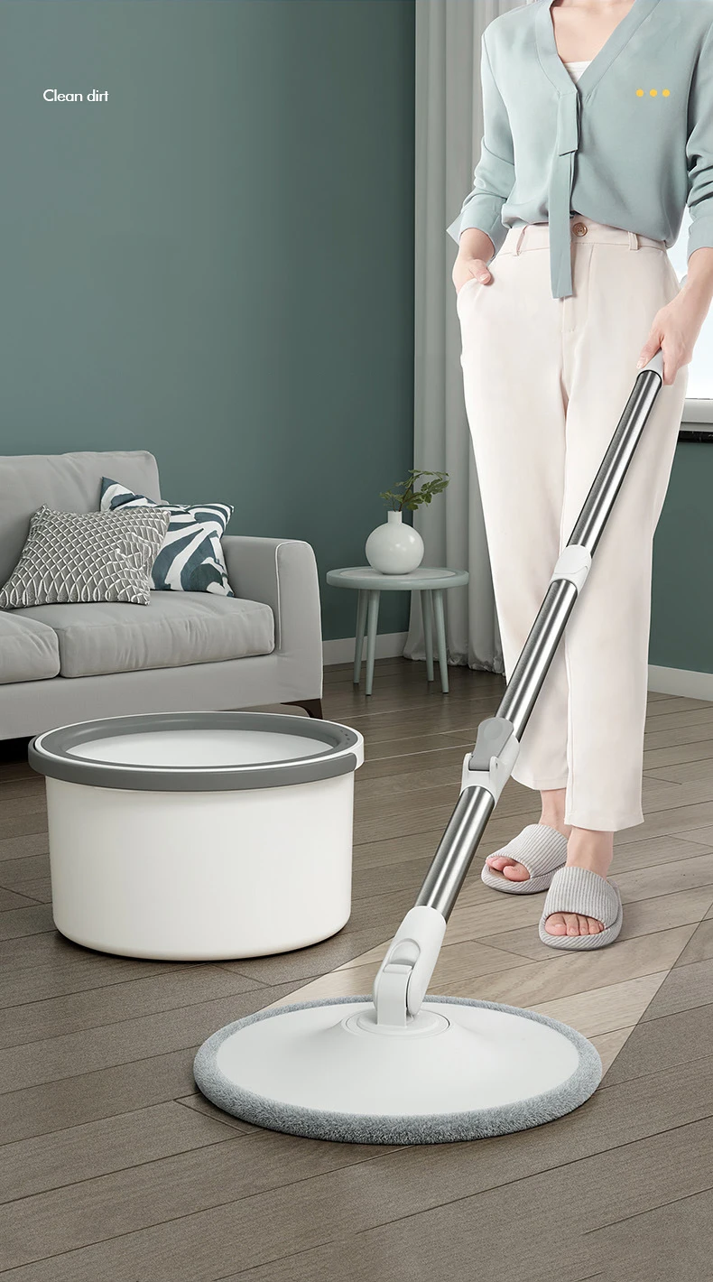 DD027  Automatic Dehydration Stretch Mop Stick With Bucket Clean Sewage Water Separation Swob Dry Wet Rotating Mop